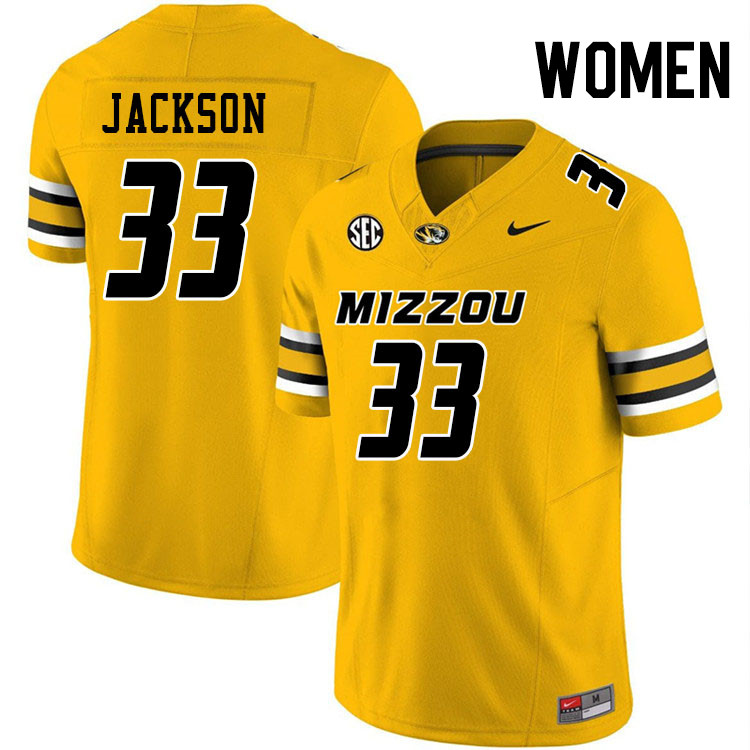 Women #33 Bryce Jackson Missouri Tigers College Football Jerseys Stitched-Gold